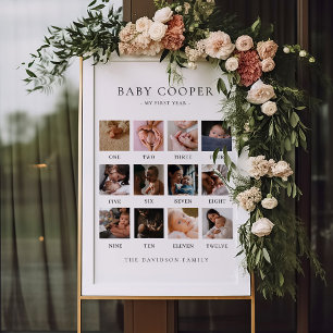 12 Photo My First Year 1st Birthday Party Sign