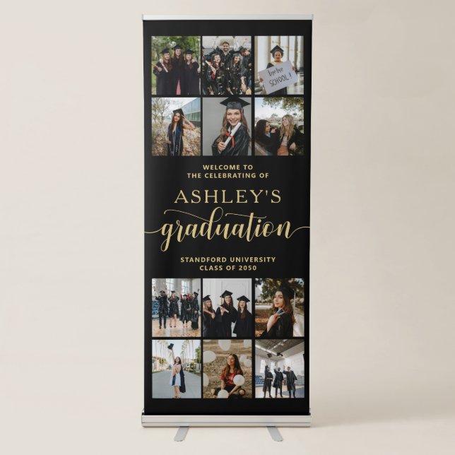 12 Photo Vertical Graduation Party Retractable Banner (Front)