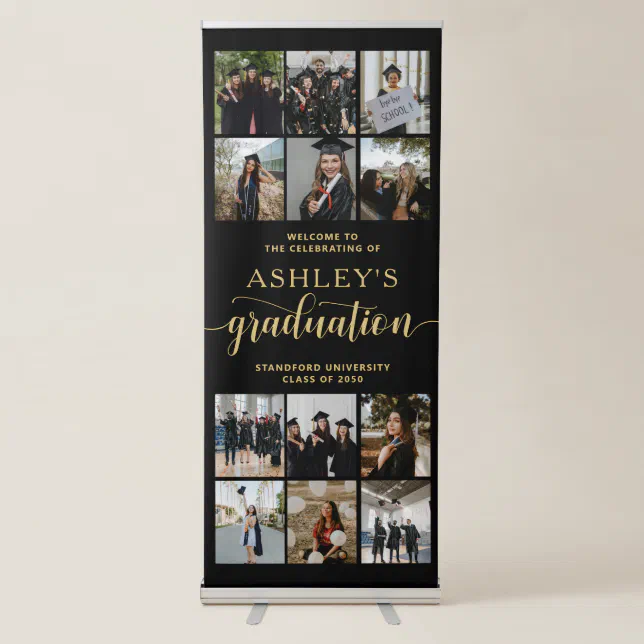 12 Photo Vertical Graduation Party Retractable Banner | Zazzle