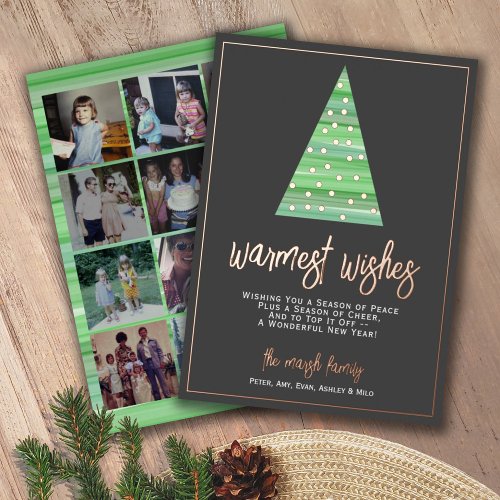 12 Photo _ Warmest Wishes Christmas Tree Ornaments Foil Holiday Card