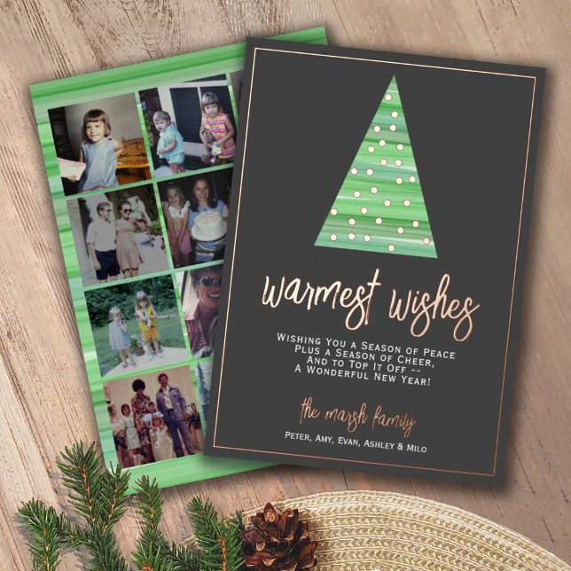 12 Photo - Warmest Wishes Christmas Tree Ornaments Foil Holiday Card (Creator Uploaded)