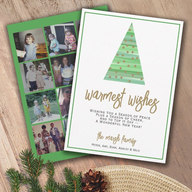 12 Photo - Warmest Wishes Christmas Tree Ornaments Holiday Card (Creator Uploaded)