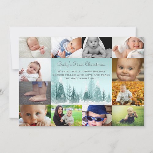 12 Photo Winter Landscape Collage _ 5x7 Baby Holiday Card