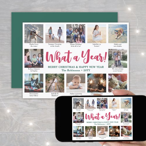 12 Photos  Captions What a Year Bright Modern Holiday Card