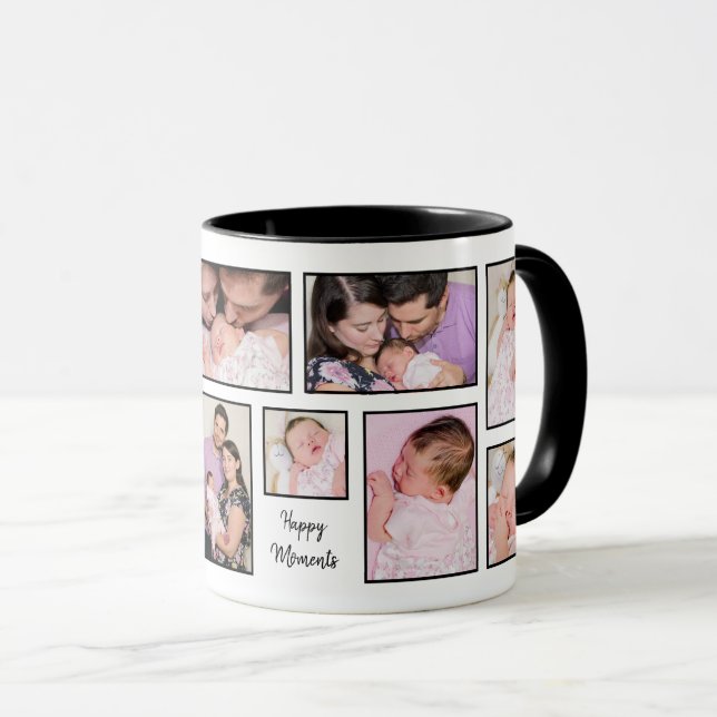 12 Photos Collage Happy Moments Special Times Text Mug (Front Right)