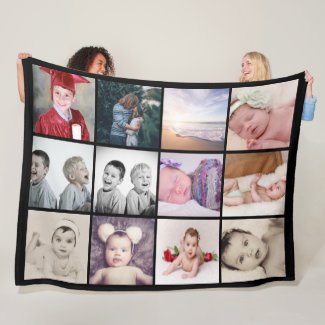 12 photos collage make your own personalized fleece blanket