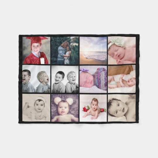 12 photos collage personalized fleece blanket