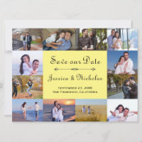 12 Photos Collage Yellow - 6x8 Save the Date