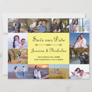 12 Photos Collage Yellow - 6x8 Save the Date