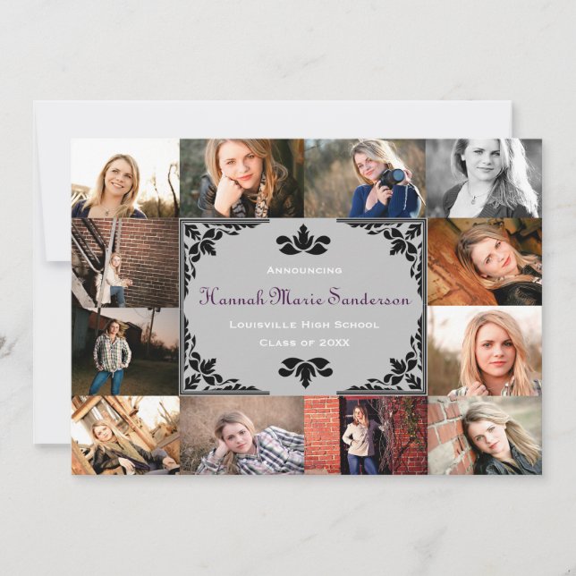 12 Photos Graduation Collage-5x7 Grad Announcement (Front)