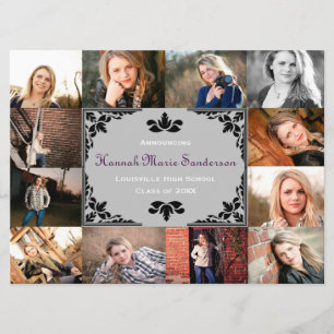 12 Photos Graduation Collage-6x8 Grad Announcement