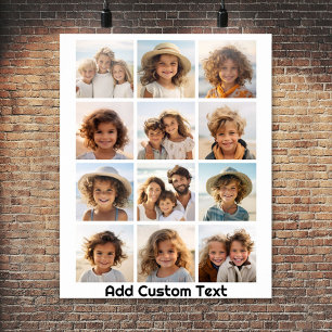 12 Photos - Modern Collage - White with Text Poster