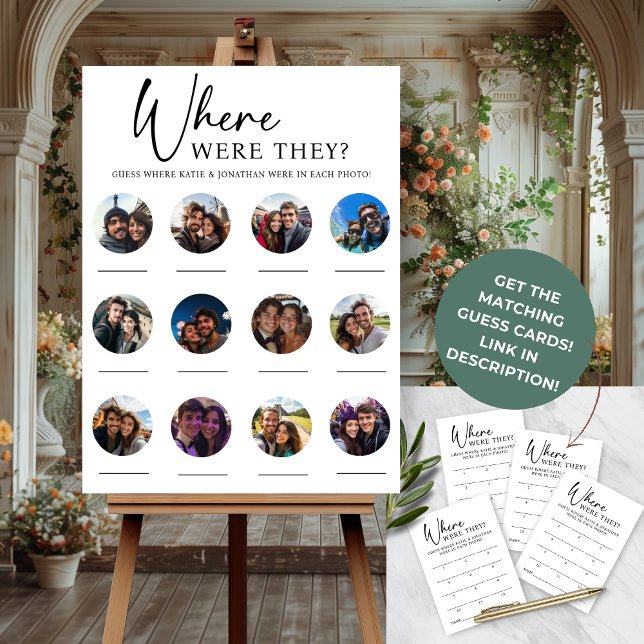 12 Photos Where Were They Engagement Wedding Game  Foam Board (12 Photos Where Were They Engagement Wedding Game Foam Board)