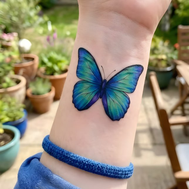 12-Piece Blue & Teal Butterfly Temporary Tattoo  (Creator Uploaded)