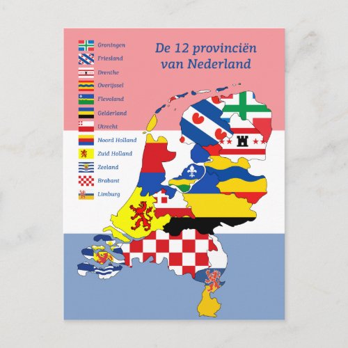 12 Provinces of the Netherlands Postcard