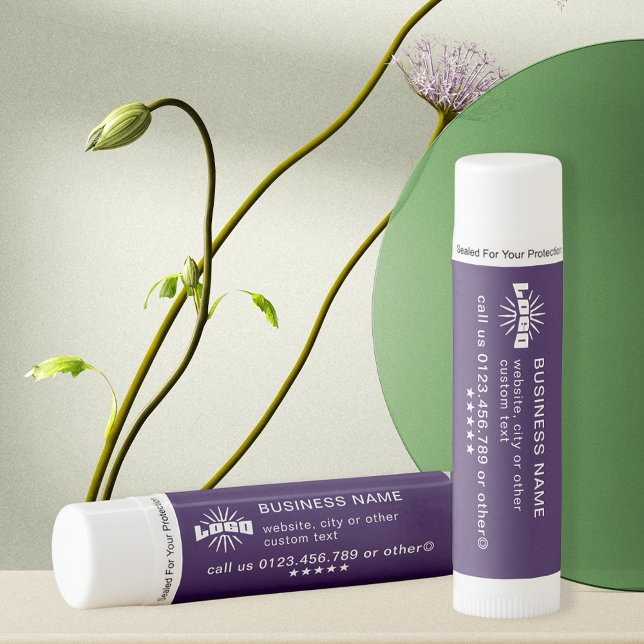 12 Purple Business logo name Company Brand Custom Lip Balm (Creator Uploaded)