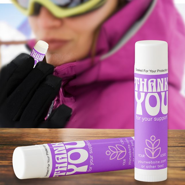 12 Purple Business logo Promotional Thank you Lip Balm (Creator Uploaded)
