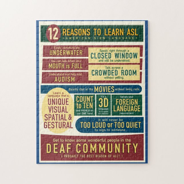 12 Reasons to learn ASL. Puzzle. Jigsaw Puzzle (Vertical)