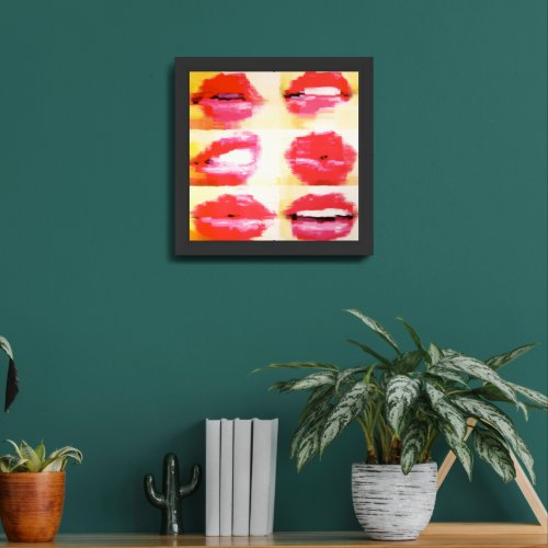 12 Red Lips Framed Art