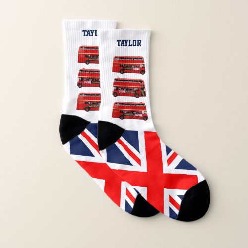 12 Red London Buses Socks