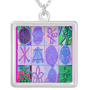 12 Reiki Karuna Symbols Silver Plated Necklace