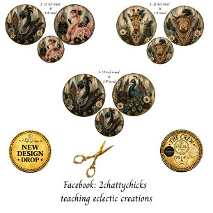 12"Round Gatsby Glam Swan Flamingo Giraffe Wrapping Paper Sheets