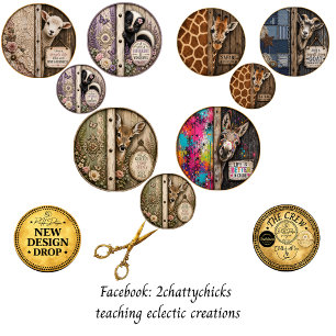 12" Round Rustic Farmhouse Whimsical Door Peekers Wrapping Paper Sheets