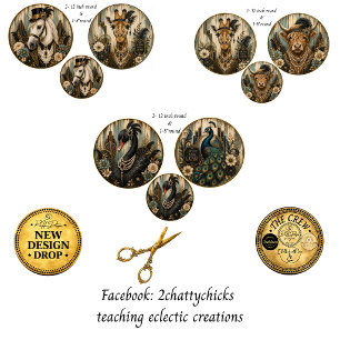 12" Round Vintage Gatsby Glam Horse Giraffe Swan Wrapping Paper Sheets