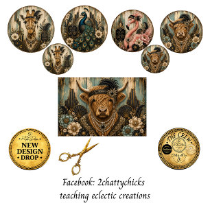 12" rounds Gatsby Giraffe Highland & Flamingo Wrapping Paper Sheets