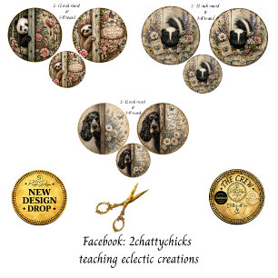 12" Rounds Woodland Panda Sloth Skunk Dog Wrapping Paper Sheets