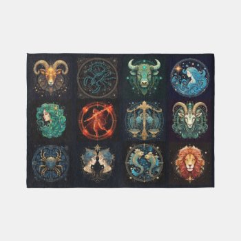 12 Signs Of The Zodiac Astrology Area Rug by Frasure_Studios at Zazzle