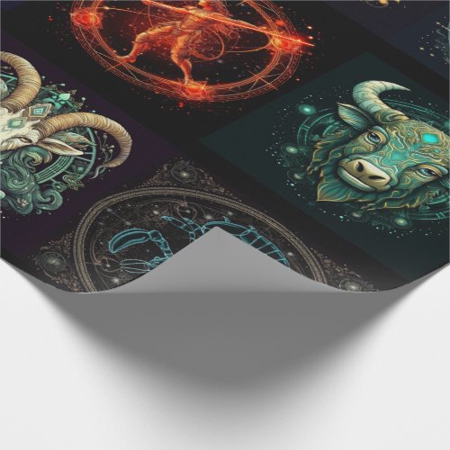 12 Signs of the Zodiac Beautiful Birthday Gift Wrapping Paper