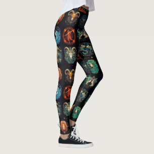 12 Signs of the Zodiac Custom Black High Quality Leggings