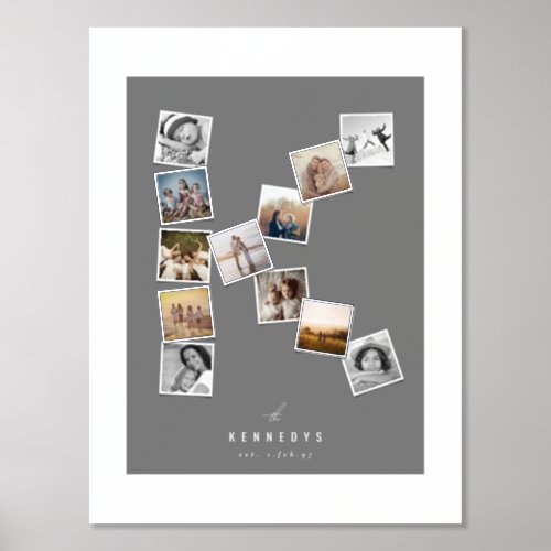 12 Snapshot Photo Collage Familys Name Monogram K Foil Prints