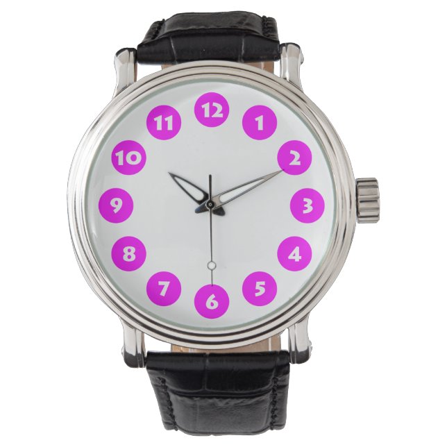 12 Spots - Magenta on White Watch (Front)