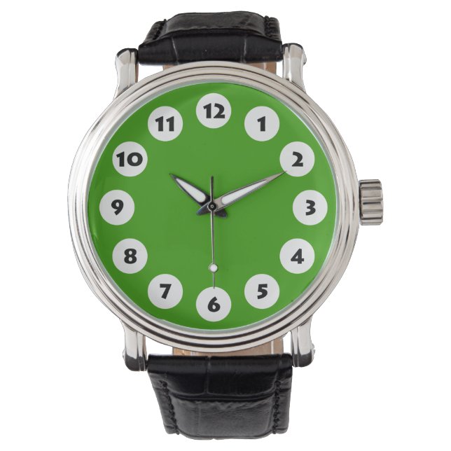 12 Spots - White on Grass Green Watch (Front)