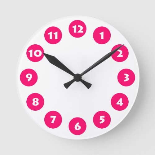 12 Spots _ White with Neon Red on White Round Clock