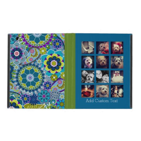 12 Square Photo Collage Colorful Floral Pattern Ipad Cover