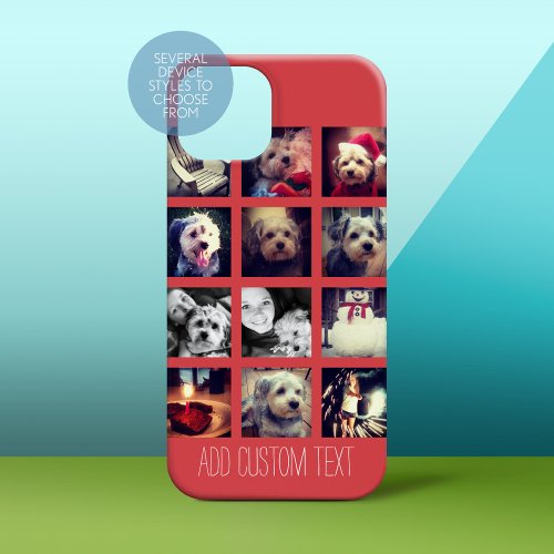 12 square photo collage with cayenne background iPhone 15 pro max case