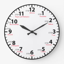 12 Step 12 Steps Recovery Sobriety Sober Clean Large Clock