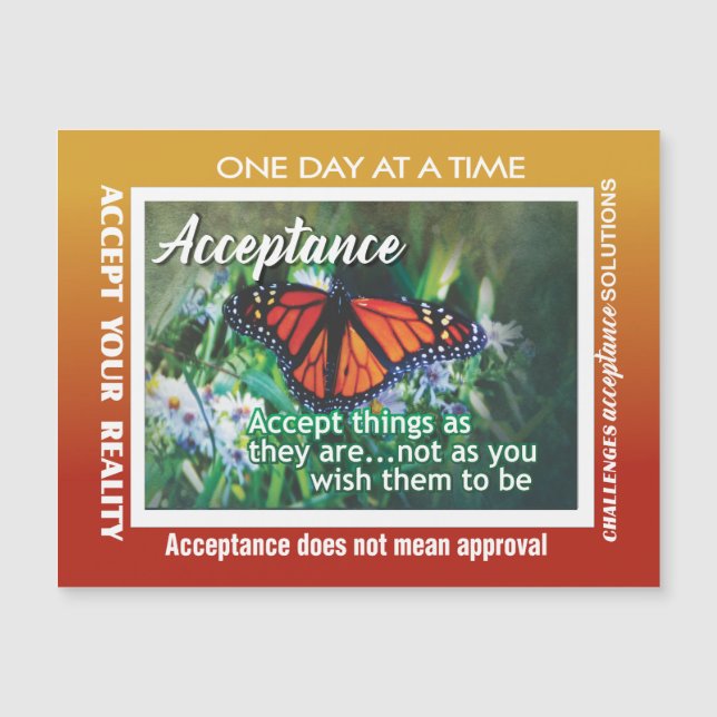 12 step acceptance magnetic card 26 butterflies (Front)