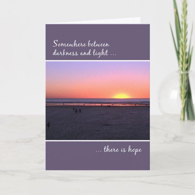 12 Step Recovery Anniversary Birthday Beach Sunset Card (Front)
