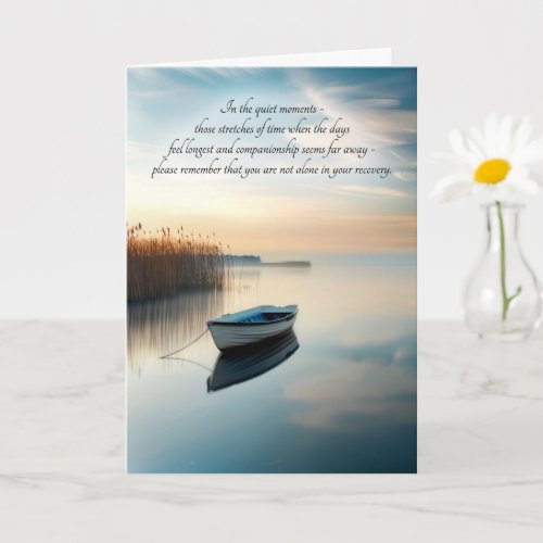 12 Step Recovery Boat on a Still Calm Lake Card