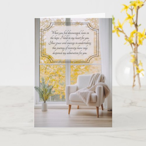 12 Step Recovery Cream Chair and Autumn Leaves Card