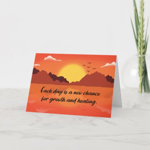 12 Step Recovery Encouragement Sunset Mountain Card