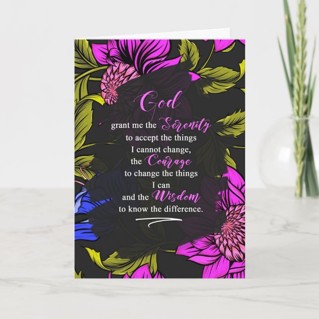 12 Step Recovery Encouragment Purple Botanical Card (Front)