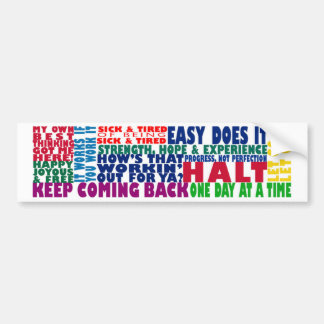 12 Step Recovery Slogans Bumper Sticker