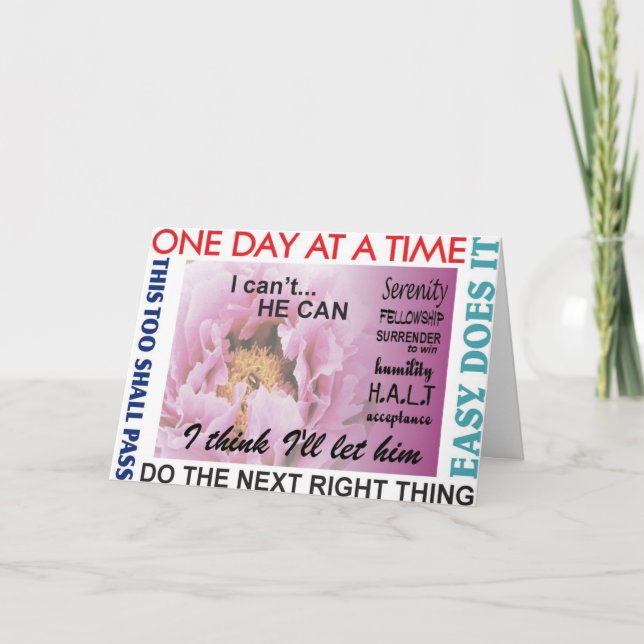12 step recovery slogans card (Front)