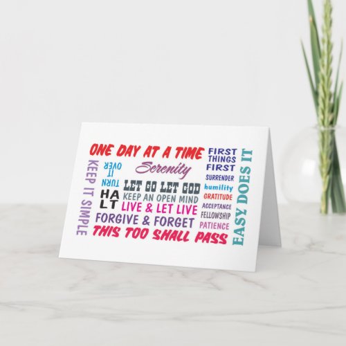 12 step recovery slogans greeting card