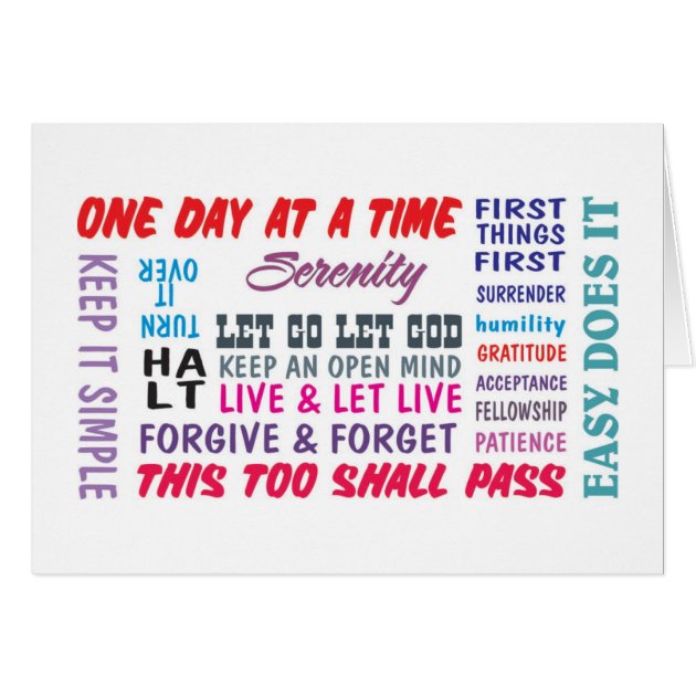 12 Step Recovery Slogans Greeting Card | Zazzle.com